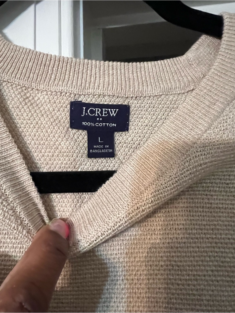J. Crew Men's Cream Crewneck Cotton Sweater